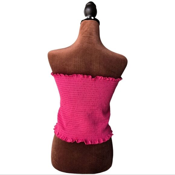 Fuchsia smocked strapless tube top sz S - Picture 3 of 12